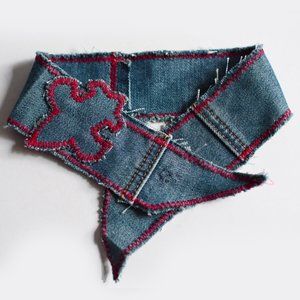 Recycled Handmade Denim Fleur De Lis choker